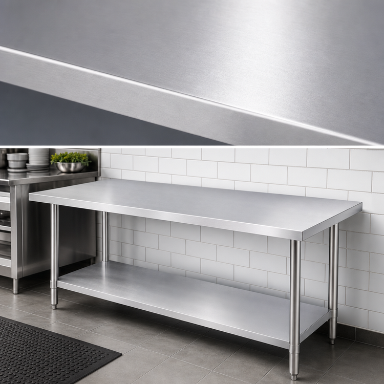 Product image #3 for Duke Manufacturing 72-Inch x 30-Inch 16-Gauge Stainless Steel Work Table with Undershelf and Posts