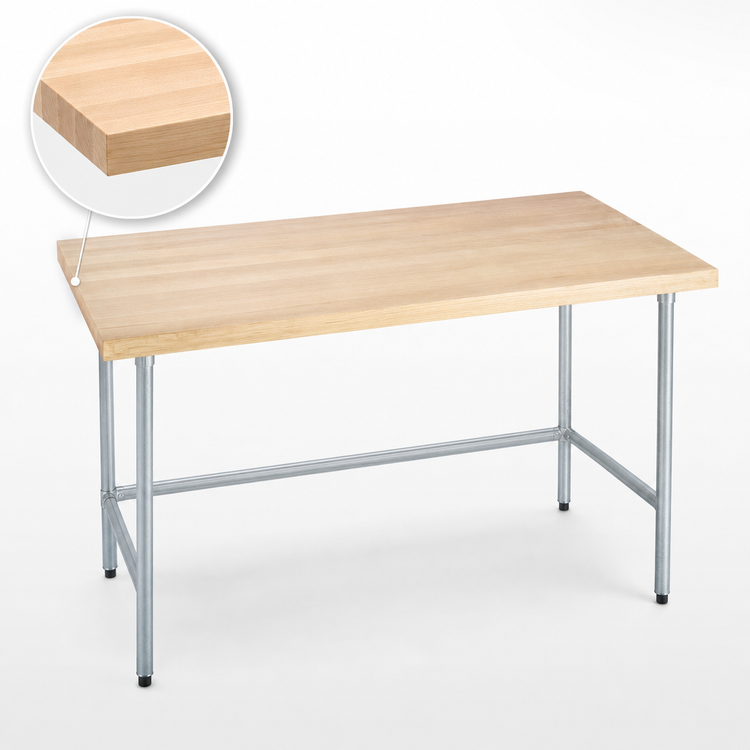 Product image #3 for Advance Tabco Maple Top Work Table with Galvanized Open Base, 48 x 30 Inches