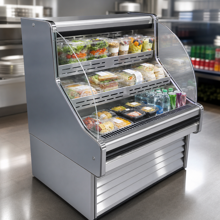 Product image #3 for Howard-McCray Ovation Series Curved Remote Open Merchandiser, 39-Inch Wide, Stainless Steel