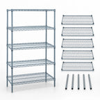 Thumbnail image #3 for Quantum WR54-2442GY-5 Stationary Wire Shelving Starter Kit, 42"W x 24"D x 54"H, 5 Shelves, Gray Epoxy Finish