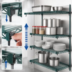 Thumbnail image #4 for Metro Super Erecta AA466K3 Super Adjustable Add-On Wire Shelving Unit, 60W x 21D x 63H, 4 Shelves, Green Epoxy-Coated