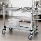 Thumbnail image #3 for Quantum WRC-2136-2CG Two-Shelf Chrome-Plated Utility Bus Cart, 36W x 21D x 37.5H, 1200-lb. Capacity, U-Handles