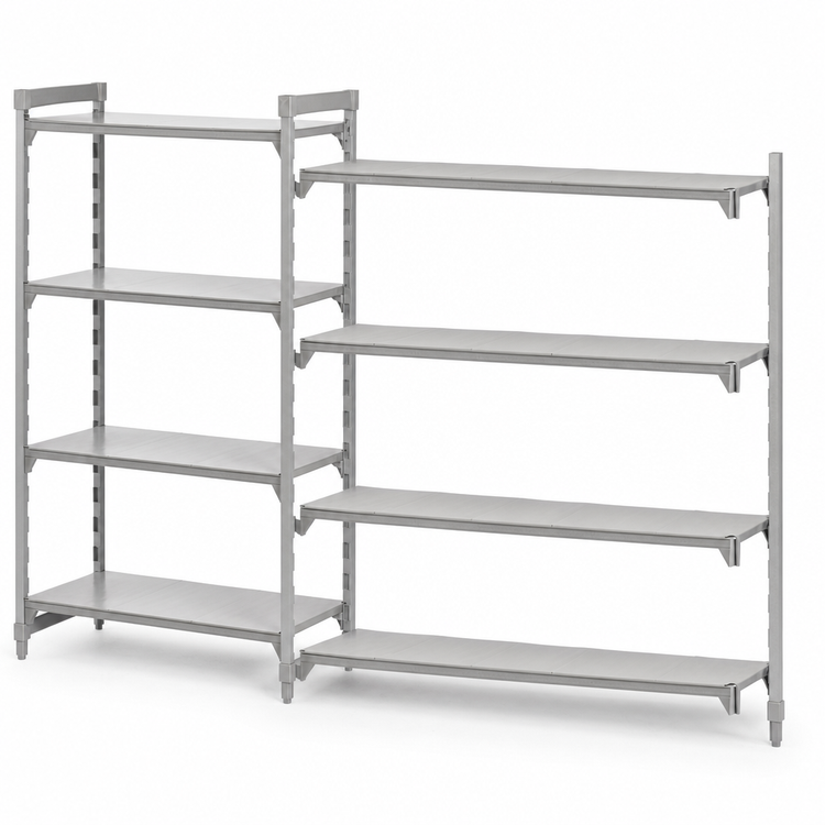 Product image #4 for Cambro Camshelving Premium 4-Shelf Solid Add-On Polymer Shelving Unit, 21" x 36" x 72", Speckled Gray