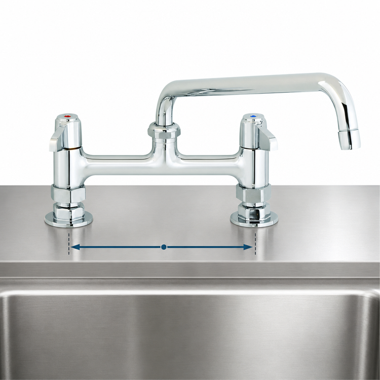 Product image #3 for T&S Brass equip 8-Inch Center Deck-Mount Low-Lead Mixing Faucet with 14-Inch Swing Nozzle