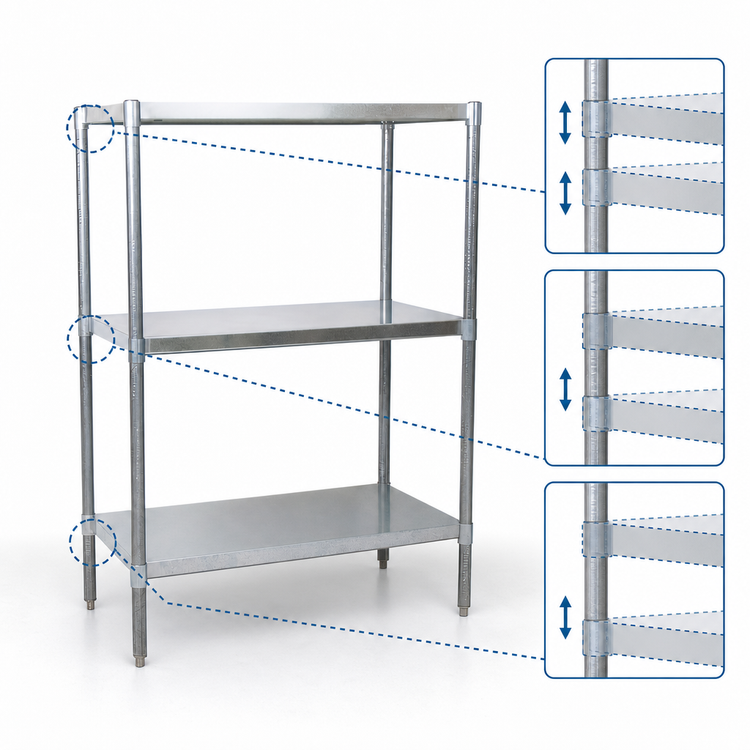 Product image #3 for BK Resources Stainless Steel Dry Storage Shelving Unit, 43 Inch x 24 Inch x 60 Inch, 3 Shelves