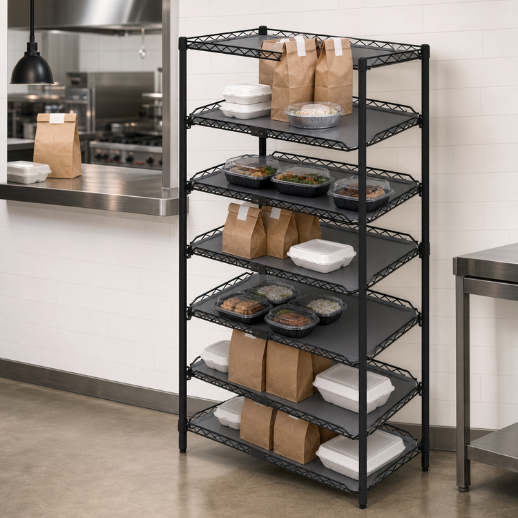 Product image #3 for Metro qwikSLOT 6-Tier To-Go Order Pick-Up Station with Adjustable Angled Shelves