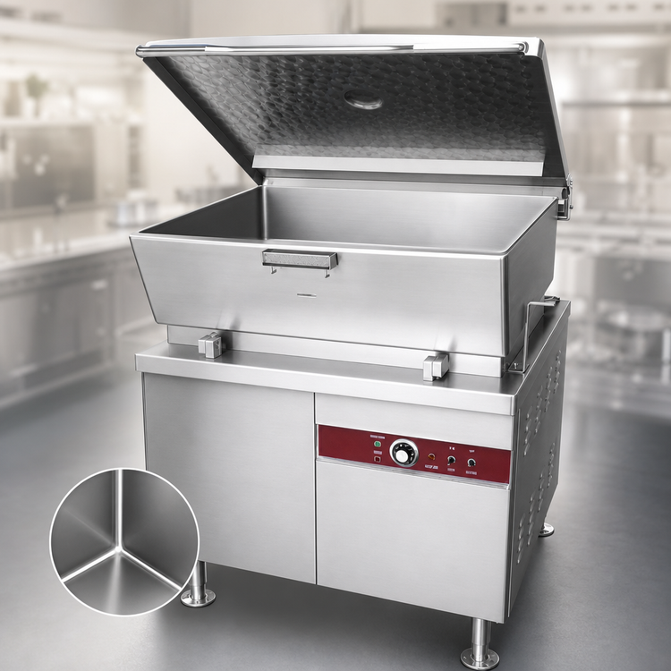 Product image #3 for Crown EMTS-40 40 Gallon Electric Hydraulic Tilting Skillet with Cabinet Base