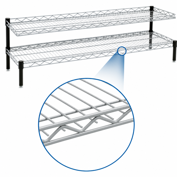 Product image #3 for Eagle Group QuadTruss 2-Tier Front Case Merchandise Cantilevered Wire Shelving Unit, 24 x 14 x 14 Inch, White Epoxy Finish