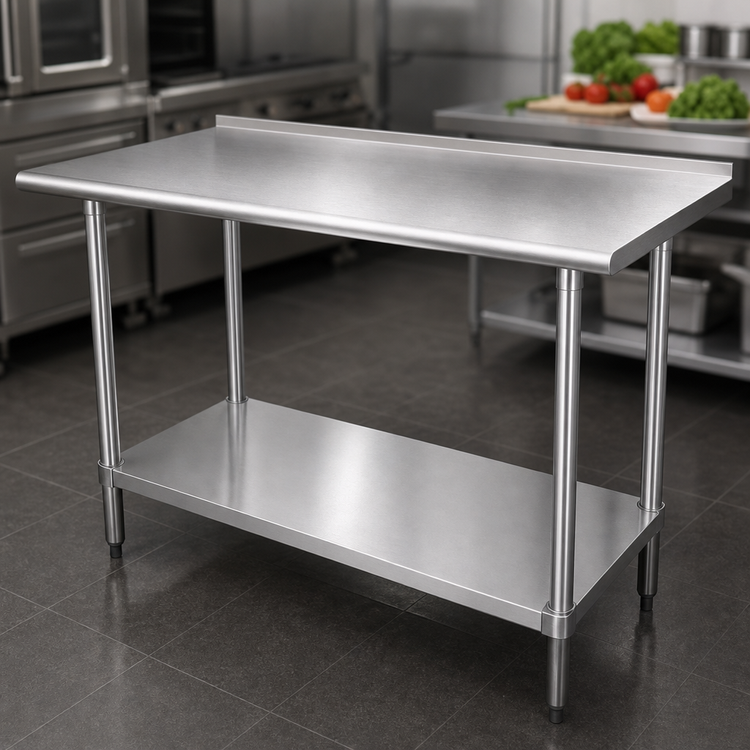 Product image #3 for Advance Tabco Special Value 72-Inch x 36-Inch Stainless Steel Work Table with 1-1/2-Inch Backsplash and Adjustable Undershelf