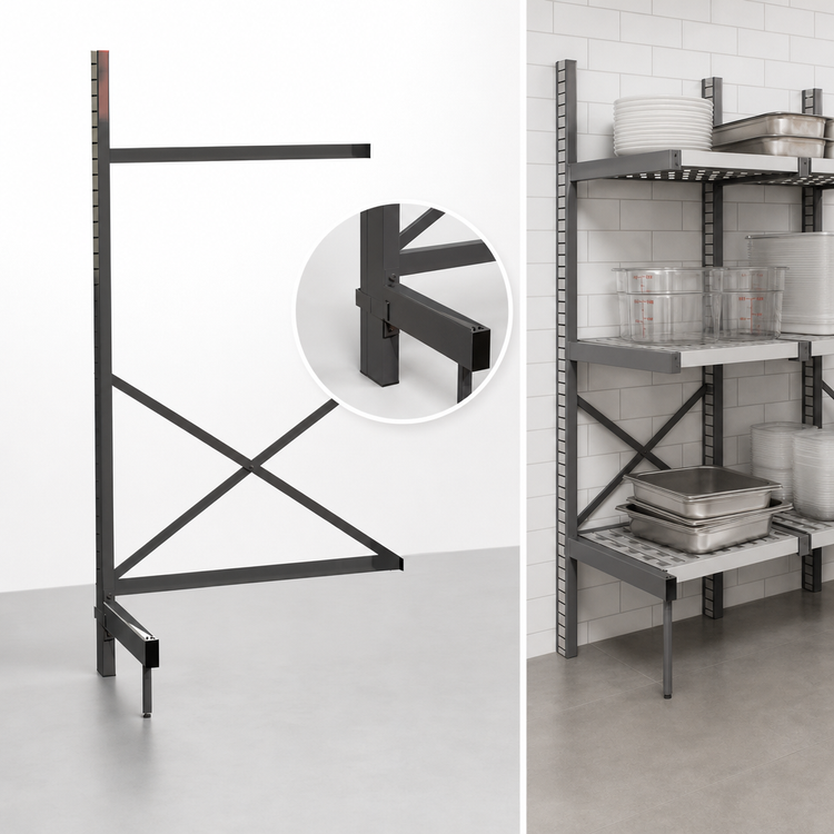 Product image #3 for Metro SmartLever Cantilevered Shelving Add-On Kit for 24W x 21D Shelves, Epoxy Coated Steel