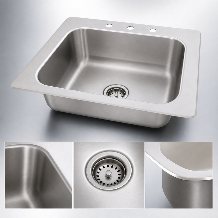 Product image #3 for Advance Tabco Smart Series Single Bowl Drop-In Sink, 23 x 21 Inch Overall, 20 x 16 x 10 Inch Bowl