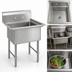 Thumbnail image #3 for BK Resources One-Compartment No-Drainboard Stainless Steel Sink with 18 x 24 x 14-Inch Bowl and 9-Inch Backsplash