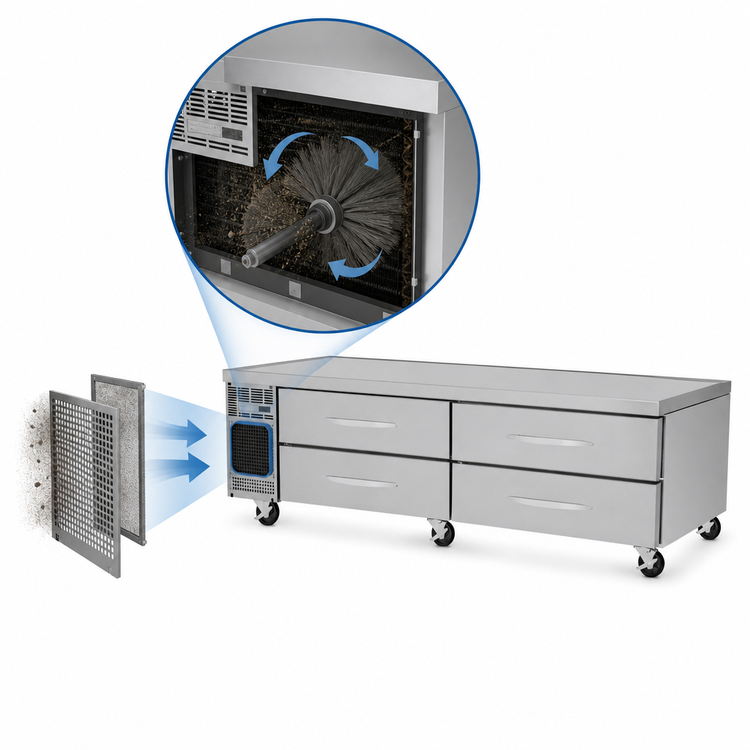 Product image #3 for Turbo Air PRO Series 84-Inch Two-Section Refrigerated Chef Base with 4 Drawers
