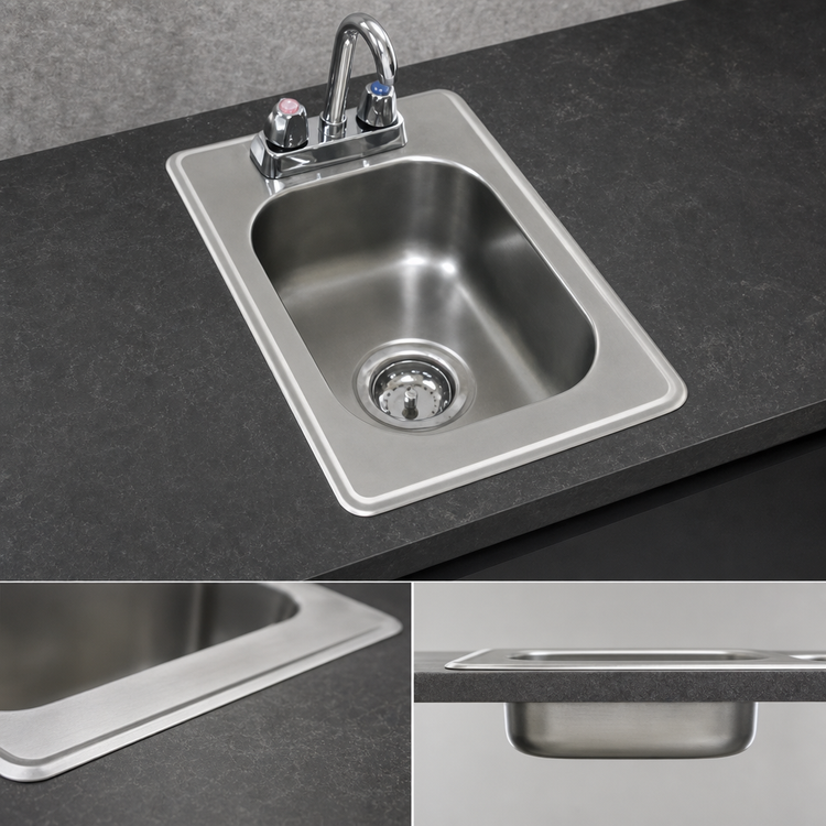 Product image #3 for Eagle Group Self-Rimming Drop-In Sink, 1 Compartment, 10" x 14" x 5" Bowl, 4" OC Faucet