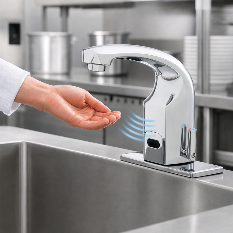 Product image #3 for T&S Brass ChekPoint Above Deck Touchless Electronic Faucet with 4-Inch Centers Deck Plate