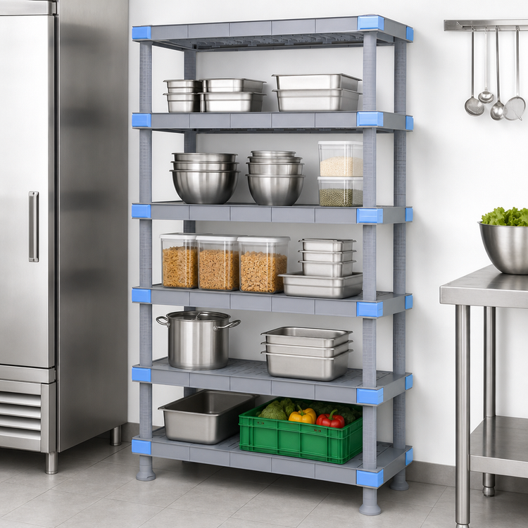 Product image #3 for Quantum Millenia 5-Shelf Polymer Shelving Unit, 72W x 21D x 50H, 2,000 lb Capacity