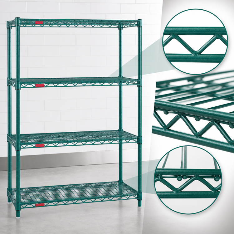 Product image #3 for Eagle Valu-Gard 4-Tier Wire Shelving Starter Unit, 60W x 21D x 63H, Green Epoxy Finish