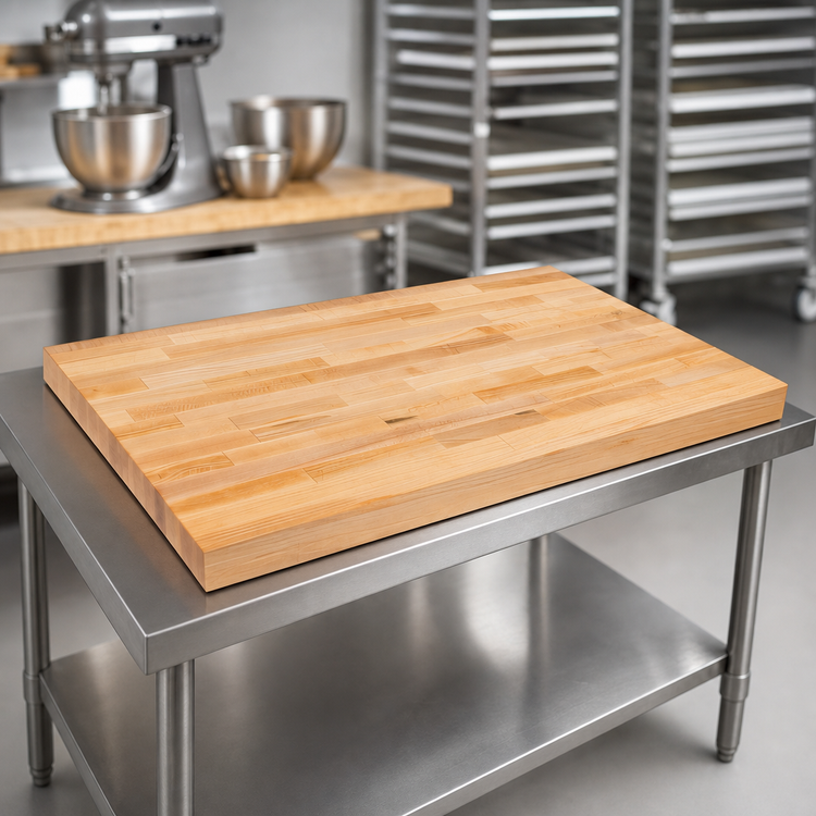 Product image #3 for John Boos 60" x 30" Northern Hard Rock Maple Bakers' Work Table Top, 2-1/4" Thick, Edge Grain Flat Top