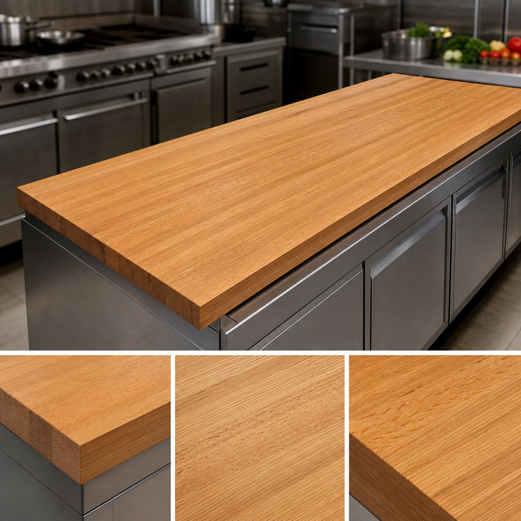 Product image #3 for Appalachian Red Oak Edge-Grain Kitchen Countertop, 120"W x 25"D x 1-1/2" Thick, Varnique Finish