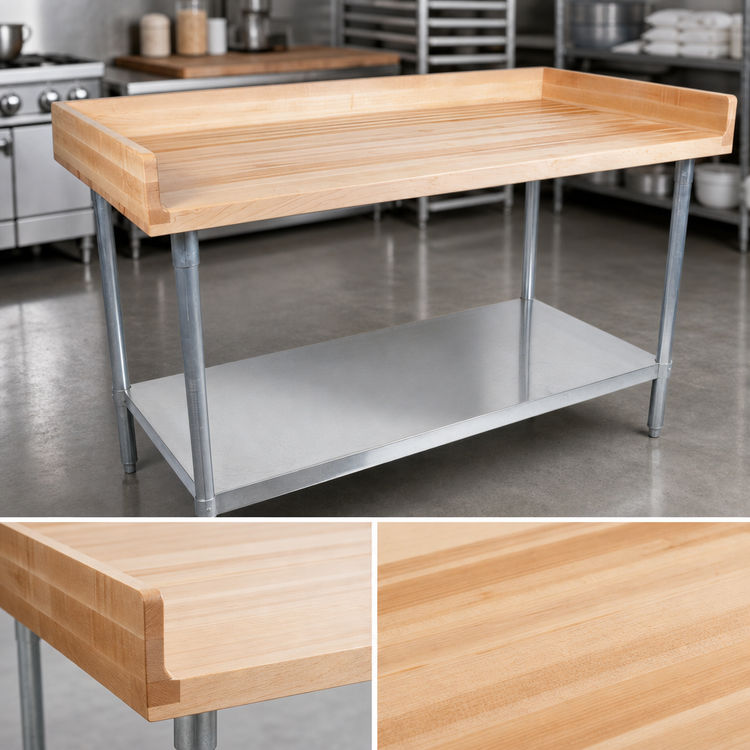Product image #3 for John Boos DNS15 72-Inch x 36-Inch Wood Top Bakers' Work Table with 1-3/4-Inch Maple Top and Galvanized Undershelf