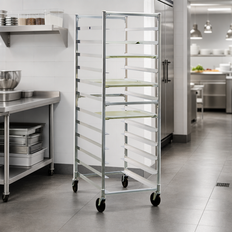 Product image #3 for New Age Full-Height Side-Loading Mobile Aluminum Tray Rack for 24 15 x 20 Trays