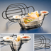 Thumbnail image #3 for American Metalcraft Black Oval Wire Serving Basket with Built-In Ramekin Holders