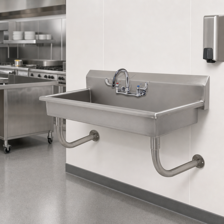 Product image #3 for Advance Tabco Wall Mounted ADA Stainless Steel Hand Sink with Gooseneck Faucet, 40 Inch