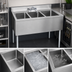 Thumbnail image #3 for BK Resources 36-Inch Wide Three-Compartment Stainless Steel Underbar Sink with 4-1/2 Inch Backsplash