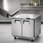 Thumbnail image #3 for Everest Refrigeration ETBSF2 Two-Section Stainless Steel Worktop Undercounter Freezer, 10.0 Cu. Ft., 2 Solid Doors, Bottom-Mounted Refrigeration