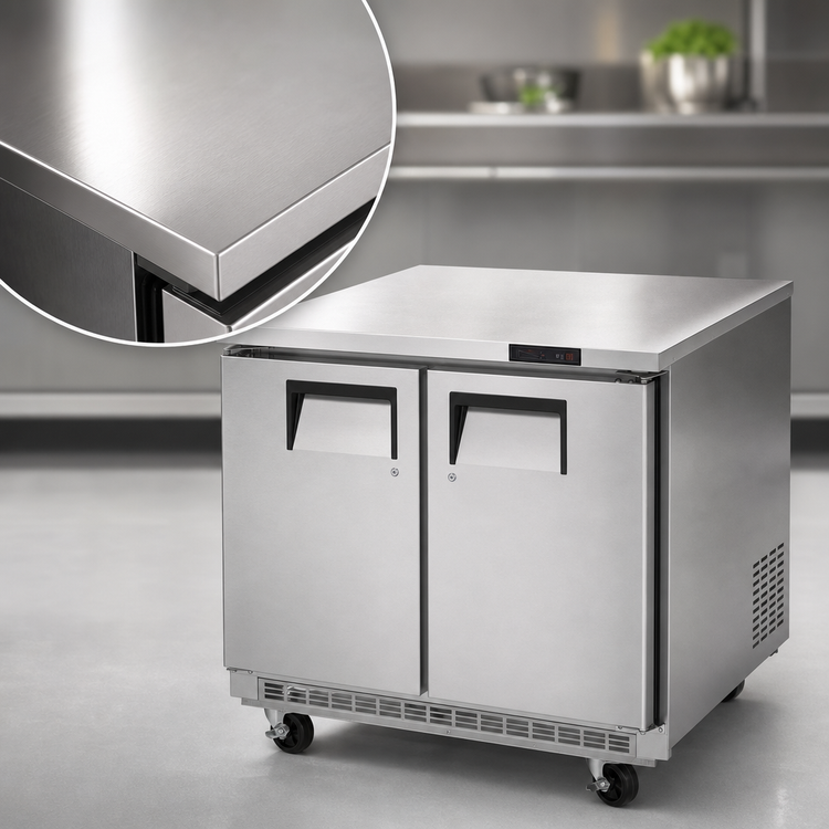 Product image #3 for Everest Refrigeration Two-Section Undercounter/Worktop Freezer with Stainless Steel Top, 35-5/8 Inches Wide, 10.0 Cu. Ft., Self-Contained Bottom Mount