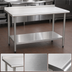 Thumbnail image #3 for Eagle Group Budget Series 72-Inch x 30-Inch 430 Stainless Steel Work Table with Rear Up-Turn and Adjustable Undershelf