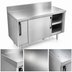 Thumbnail image #3 for La Rosa L-63196-18-28 96-Inch Stainless Steel Utility Stand with Sliding Door Cabinet Base