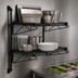 Thumbnail image #3 for Quantum Cantilever Double Shelf Wall-Mount Wire Shelving Unit, 30 x 14 Inches, Black Epoxy Finish