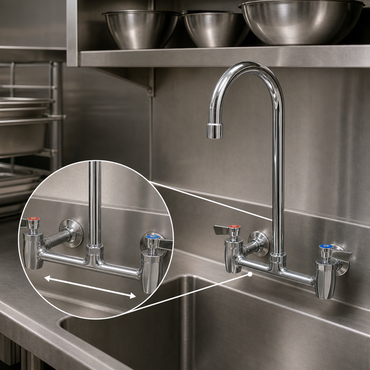 Product image #3 for Fisher 8-Inch Centers Backsplash Mount Mixing Faucet with 12-Inch Gooseneck Spout