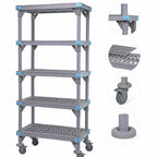 Thumbnail image #3 for Quantum Millenia QPM214886VS-5 Mobile Polymer Shelving Starter Unit, 48W x 21D x 86H, Gray, 5 Open Grid Shelves