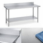 Thumbnail image #3 for Duke Manufacturing 416-3648-5R 48"W x 36"D Stainless Steel Work Table, 16-Gauge 400 Series Top, 5" Riser, Galvanized Undershelf