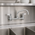 Thumbnail image #3 for Stainless Steel Backsplash-Mount Commercial Faucet with 14-Inch Swing Spout and Lever Handles