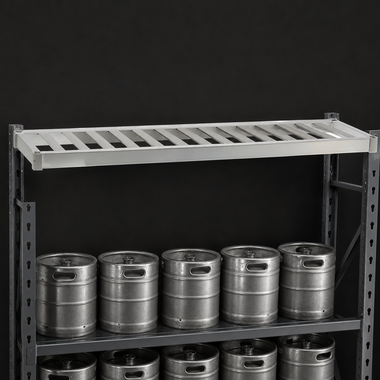 Product image #4 for New Age 80 Inch Wide x 34 Inch Deep Aluminum Keg Shelf, Top Shelf Only, 8-10 Keg Capacity
