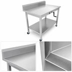 Thumbnail image #3 for John Boos LT6R5-3048SSW-C ADA Hydraulic Lift Stainless Steel Work Table, 48 x 30 in, 5 in Backsplash, Undershelf, 32–40 in Height