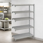 Thumbnail image #4 for Cambro Camshelving® Premium CPA213084S5PKG 5-Tier Solid Polypropylene Shelving Add-On Unit, 21 x 30 x 84 Inches, Speckled Gray