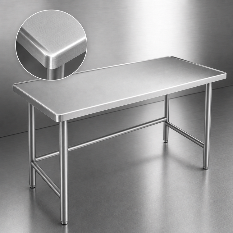 Product image #3 for Advance Tabco 60-Inch x 24-Inch 14 Gauge 304 Stainless Steel Work Table with Marine Edge and Open Base
