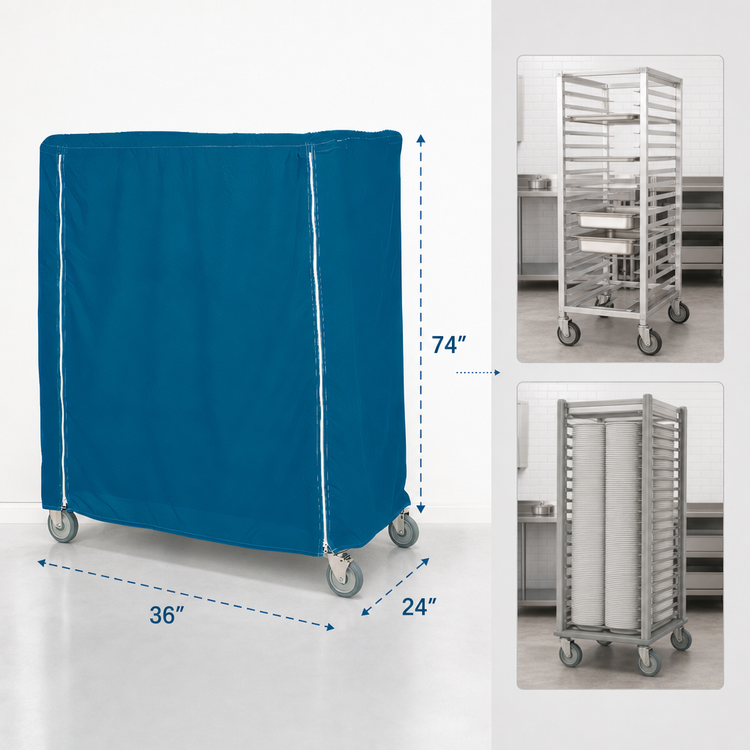 Product image #3 for Metro Mariner Blue Nylon Cart Cover for 36 x 24 x 74 Inch Queen Mary & Banquet Cart