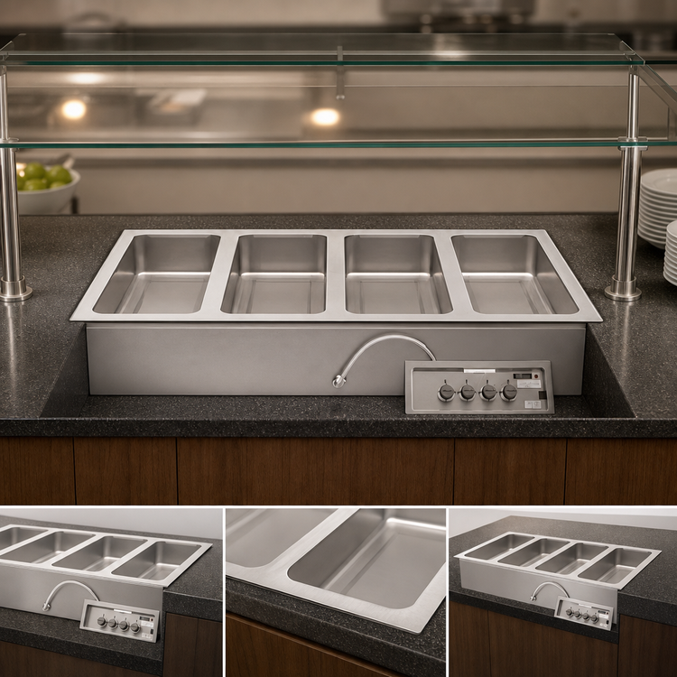 Product image #3 for Wells MOD-427TDM Built-In Electric Top-Mount Hot Well Food Warmer with 4 Pan Openings