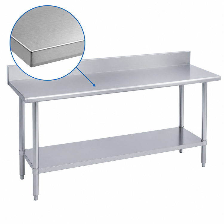 Product image #3 for Duke Deluxe Stainless Steel Work Table with 5-Inch Riser and Galvanized Undershelf, 108 x 36 x 36 Inches