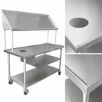 Thumbnail image #3 for John Boos BT6-3063SSK-X 63" x 30" Mobile Stainless Steel Dish Sorting Table with Marine Edge, Slanted Sorting Shelf, and Locking Casters