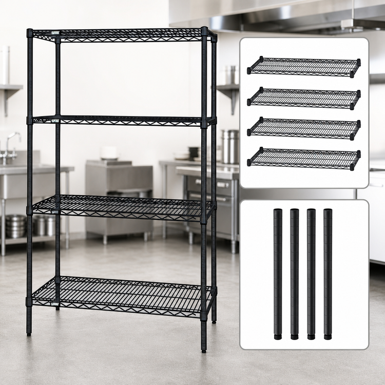 Product image #3 for Quantum 54-Inch W x 18-Inch D x 63-Inch H 4-Shelf Wire Shelving Starter Kit, Black Epoxy