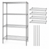Thumbnail image #3 for Quantum 36 Inch x 36 Inch x 86 Inch 304 Stainless Steel Wire Shelving Starter Kit, Stationary 4-Shelf Unit