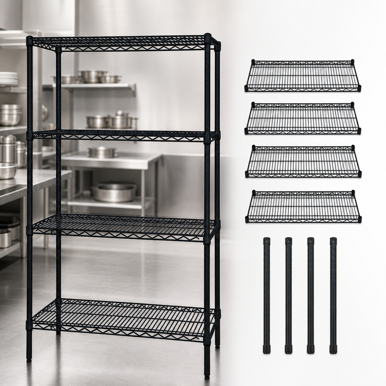 Product image #3 for Quantum 42"W x 18"D x 54"H Black Epoxy Antimicrobial Wire Shelving Starter Kit