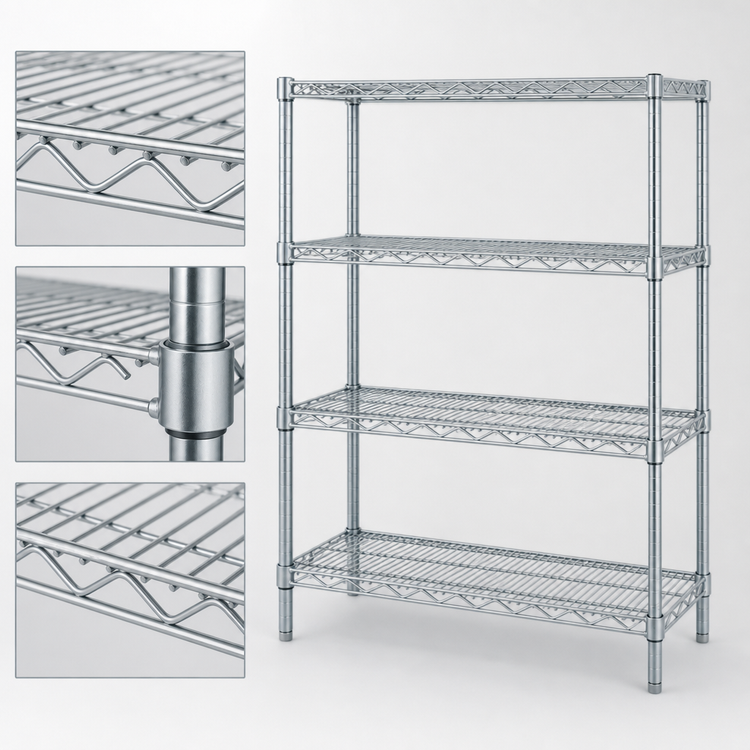 Product image #3 for EAGLEbrite 4-Tier Stationary Starter Wire Shelving Unit, 42W x 18D x 63H, Zinc Finish