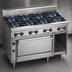 Thumbnail image #3 for Bistro 48-Inch Shallow-Depth Heavy-Duty Gas Restaurant Range with 8 Open Burners and Convection Oven